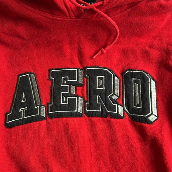 Aeropostale 87 Vintage Heavy Red Sweatshirt Hoodie Y2K Size Medium Mens Unisex - Picture 5 of 10